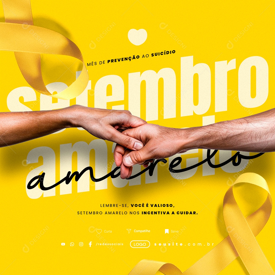 Setembro Amarelo Mês de Prevenção ao Suicídio Social Media PSD Editável