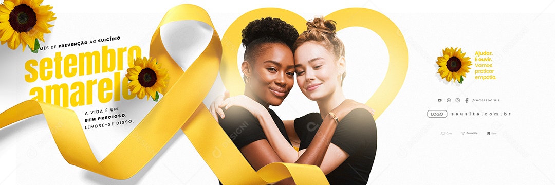 Carrossel Setembro Amarelo Ajudar é Ouvir Social Media PSD Editável