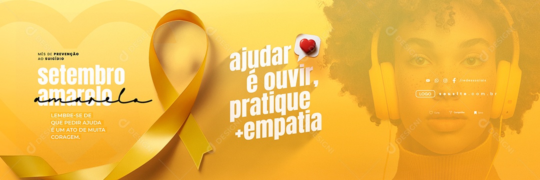 Carrossel Setembro Amarelo Ajudar é Ouvir Social Media PSD Editável