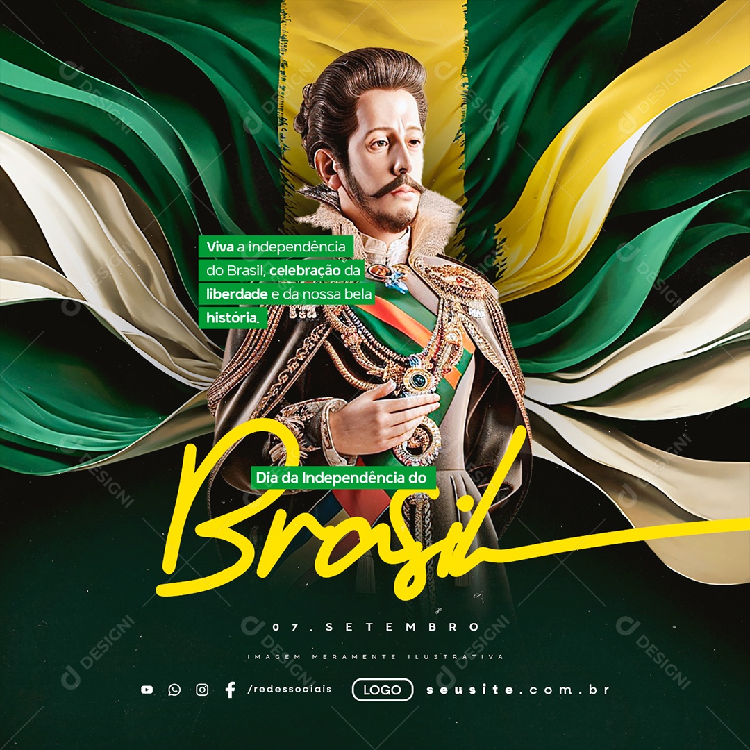Dia da Independência do Brasil 07 de Setembro Viva Social Media PSD Editável