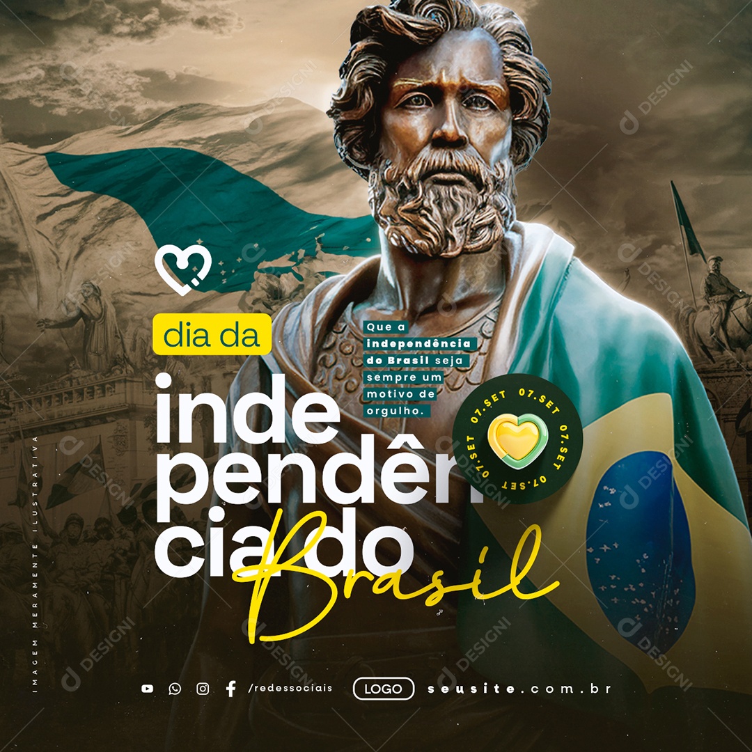 Dia da Independência do Brasil 07 de Setembro Social Media PSD Editável