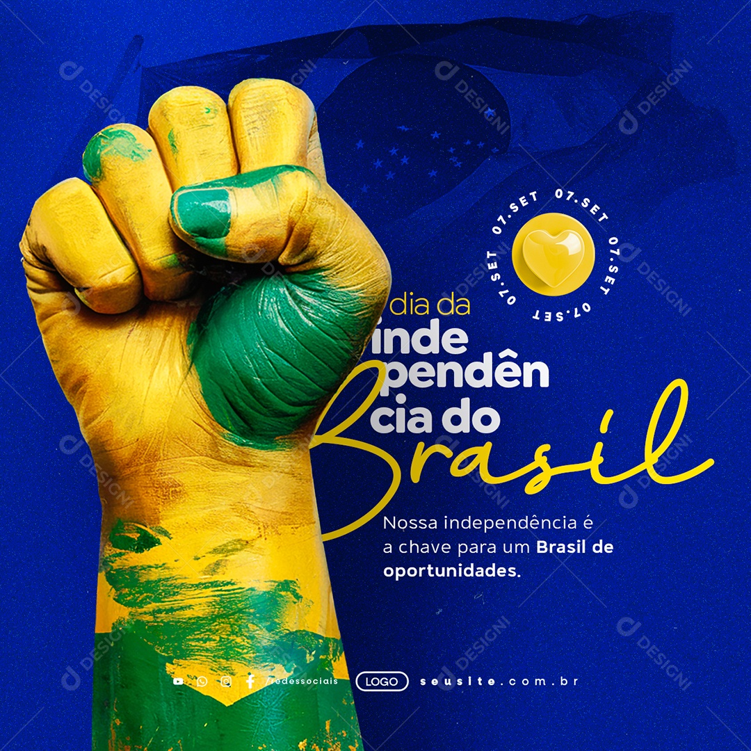 Dia da Independência do Brasil 07 de Setembro Social Media PSD Editável