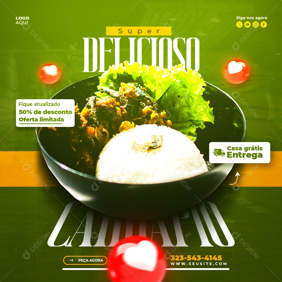 Delicioso Cardápio Social Media PSD Editável