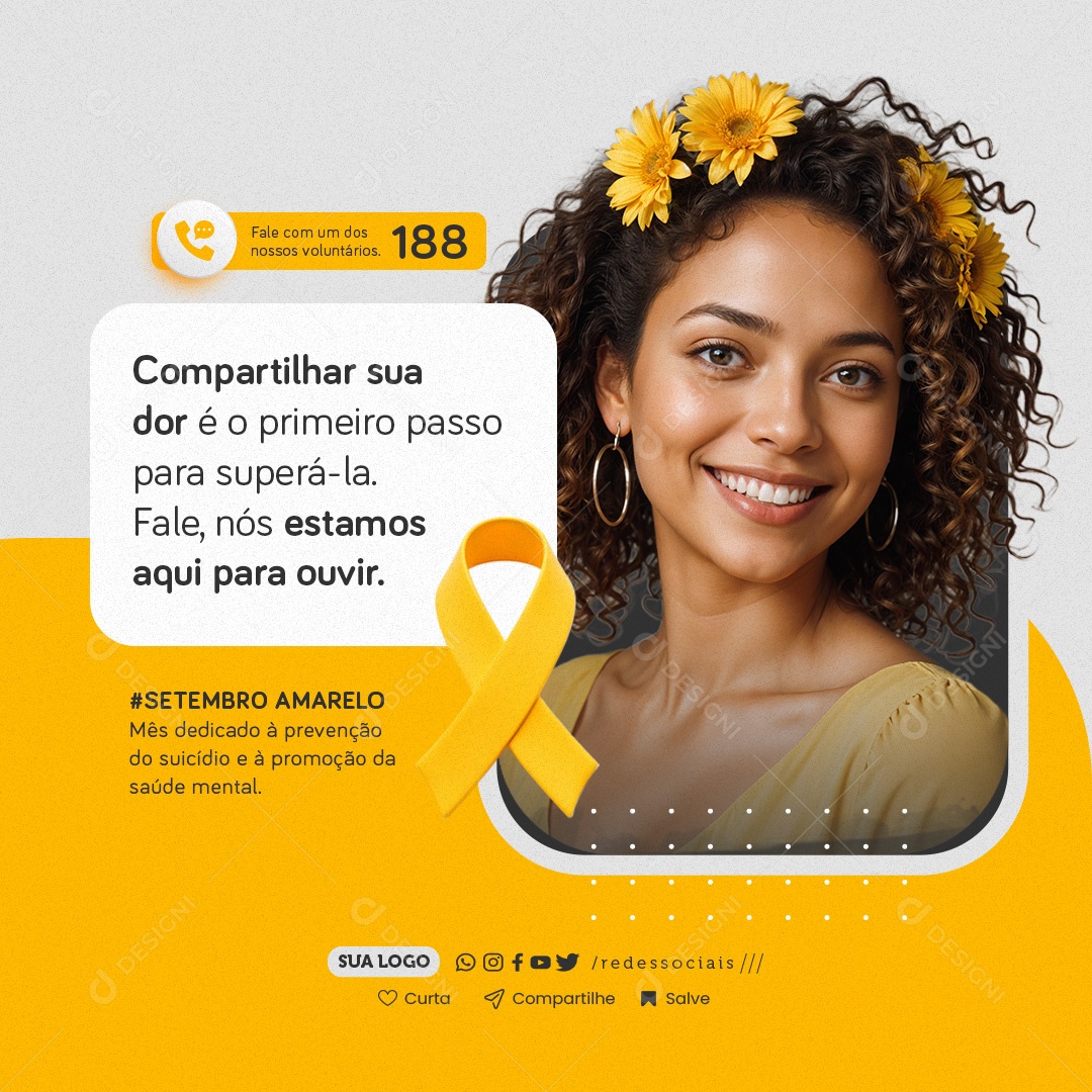 Setembro Amarelo Campanha de Conscientização Social Media PSD Editável