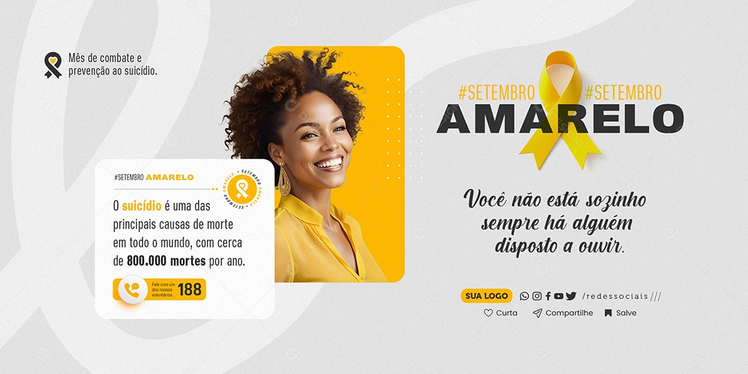 Carrossel Setembro Amarelo Mês de Combate e Prevenção ao Suicídio Social Media PSD Editável