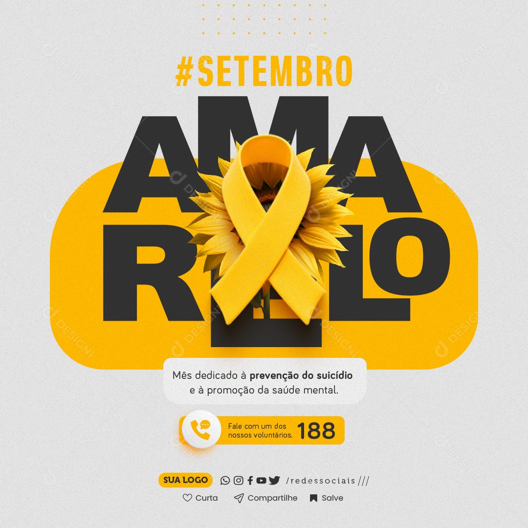 Setembro Amarelo Mês Dedicado á Prevenção do Suicídio Social Media PSD Editável