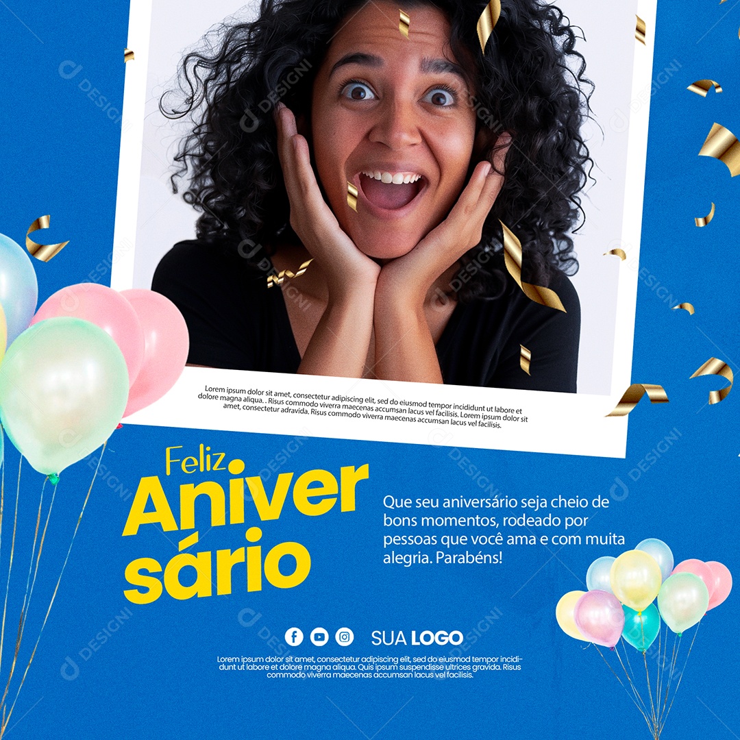Feliz Aniversário Social Media PSD Editável