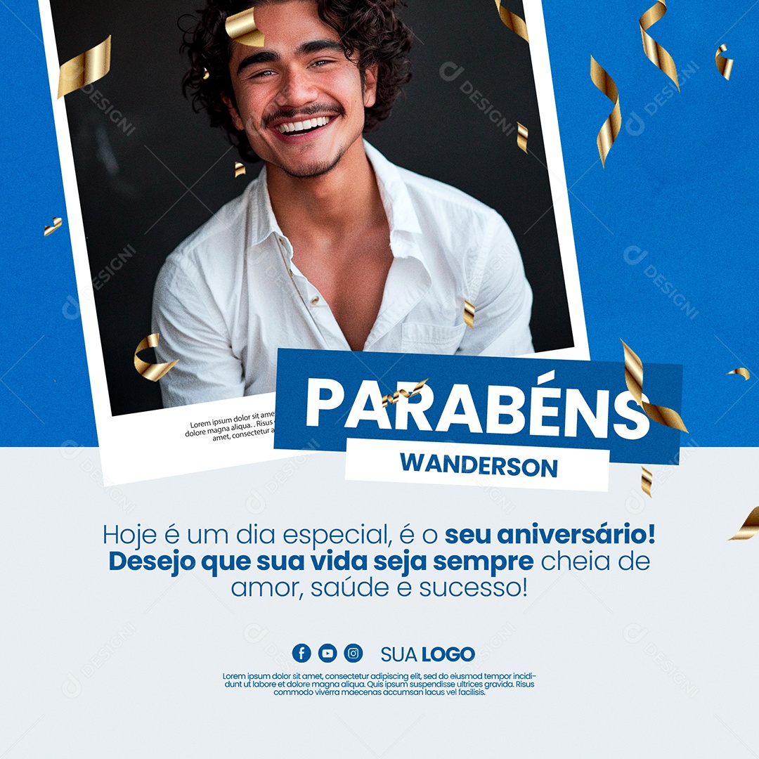 Parabéns Wanderson Social Media PSD Editável