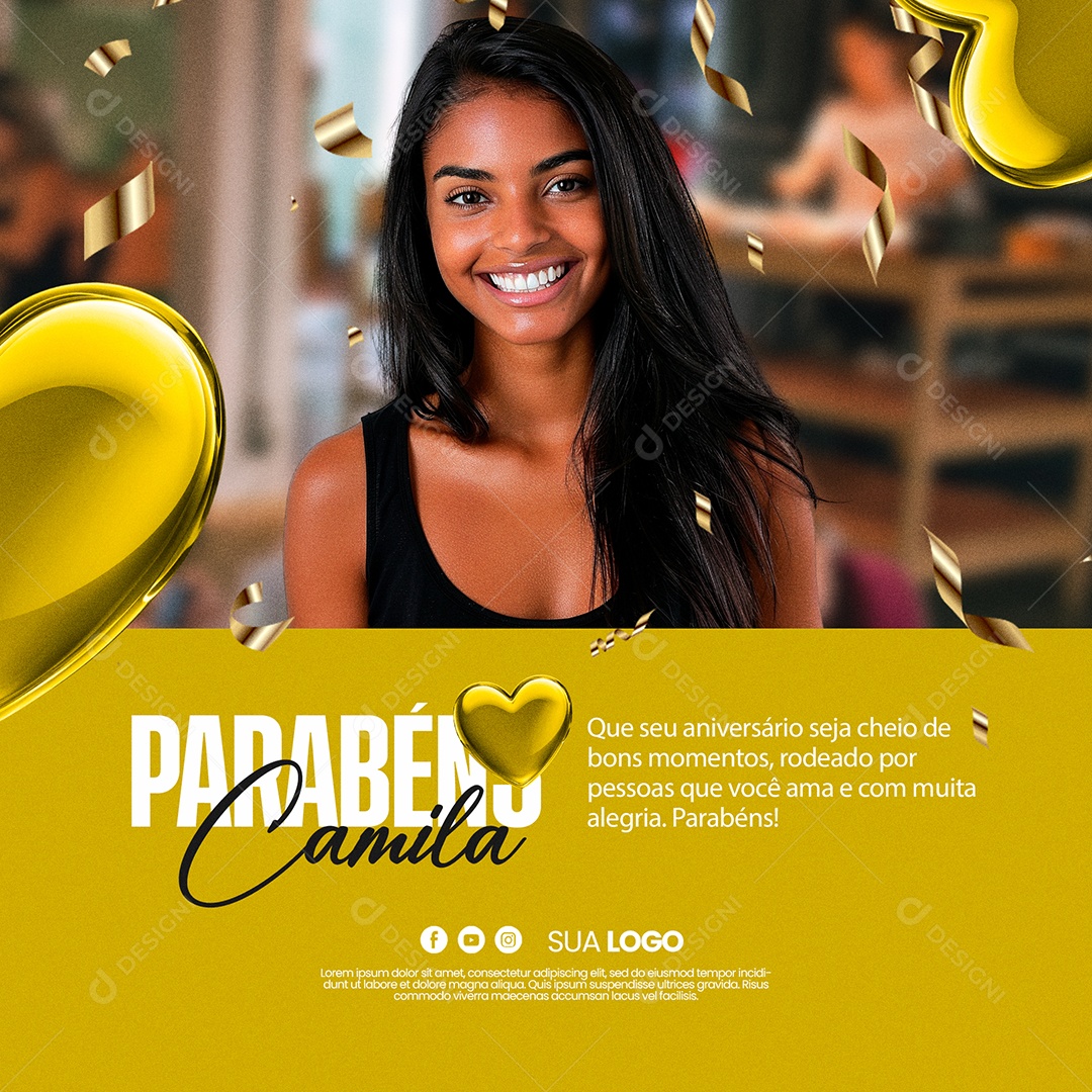 Parabéns Camila Social Media PSD Editável