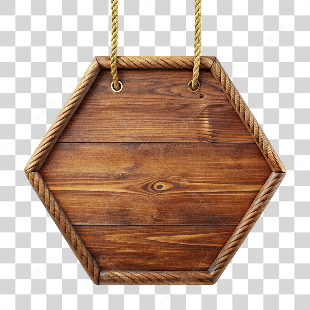 Elemento 3D Placa de Madeira PNG Transparente