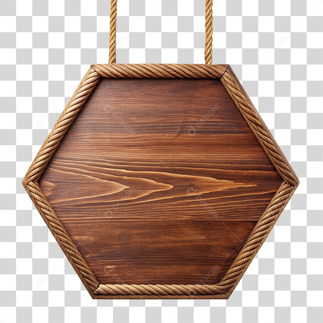 Elemento 3D Placa de Madeira PNG Transparente