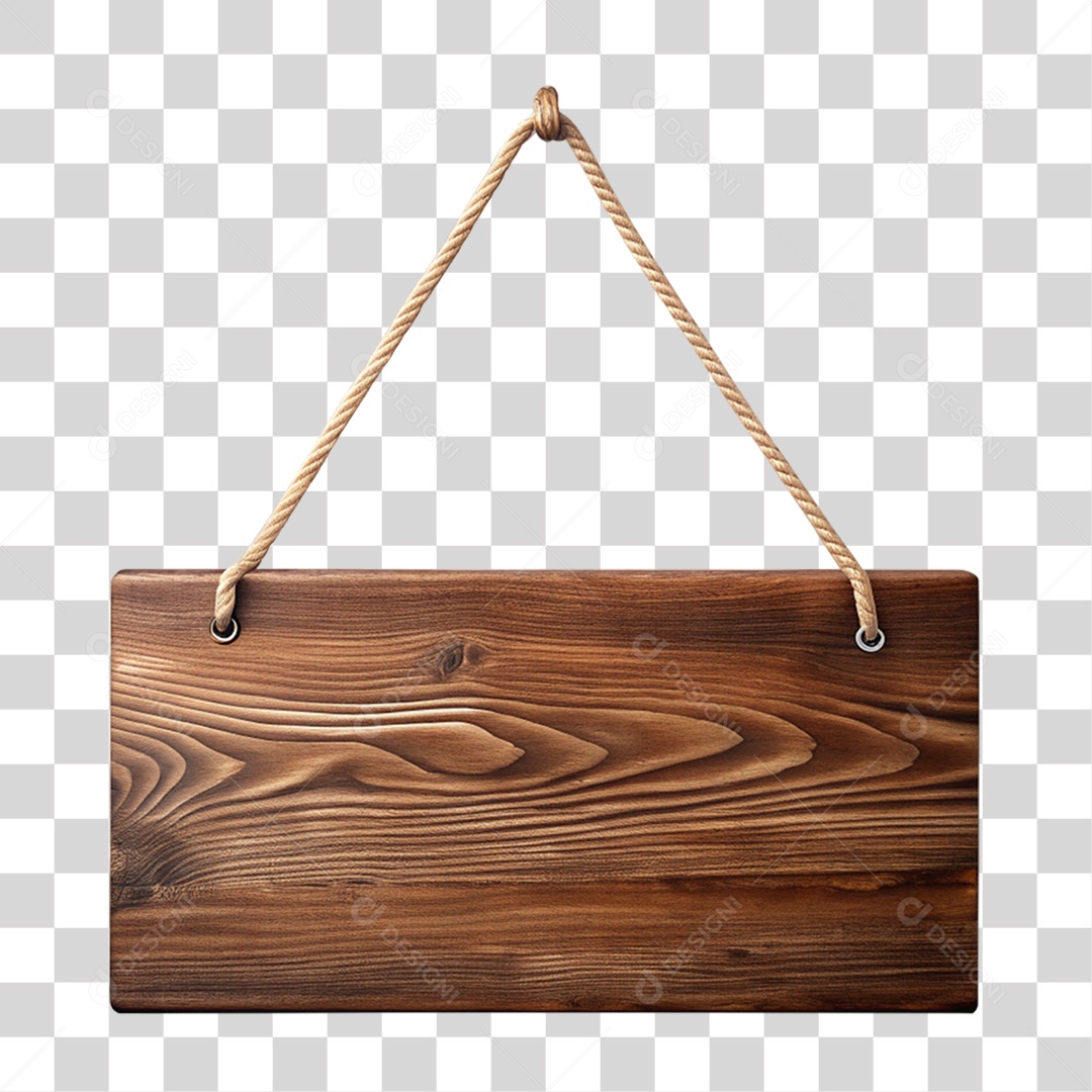 Elemento 3D Placa de Madeira PNG Transparente