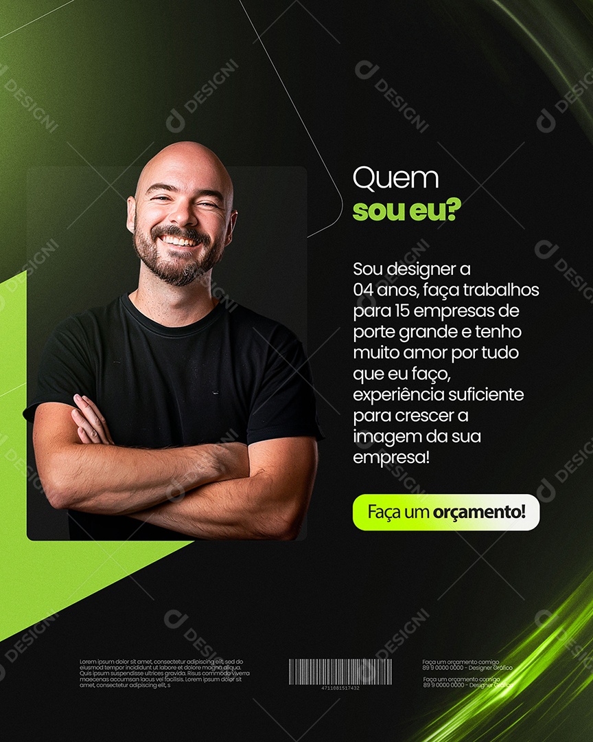Designer Gráfico Quem Sou Eu Social Media PSD Editável