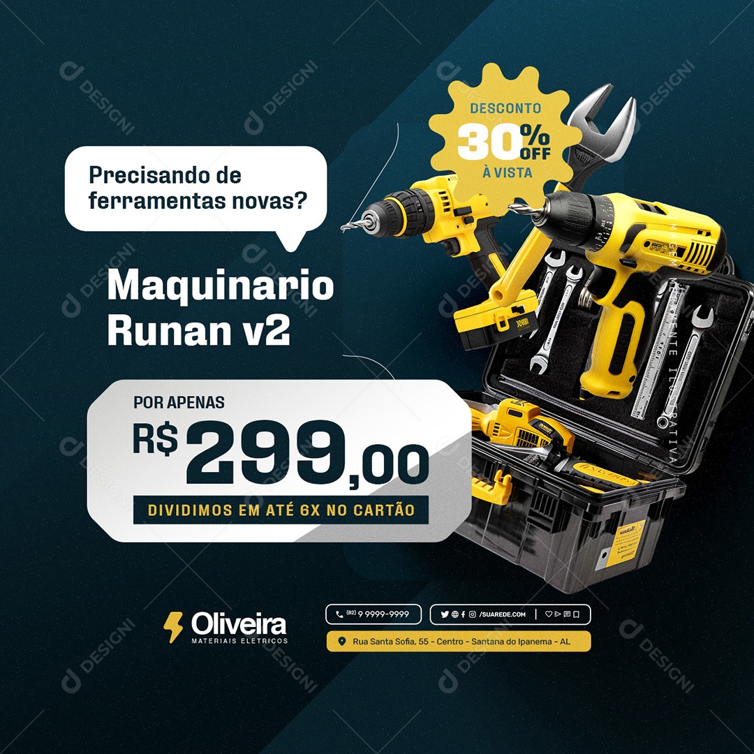 Loja De Materiais Elétricos Maquinário Runan Social Media PSD Editável
