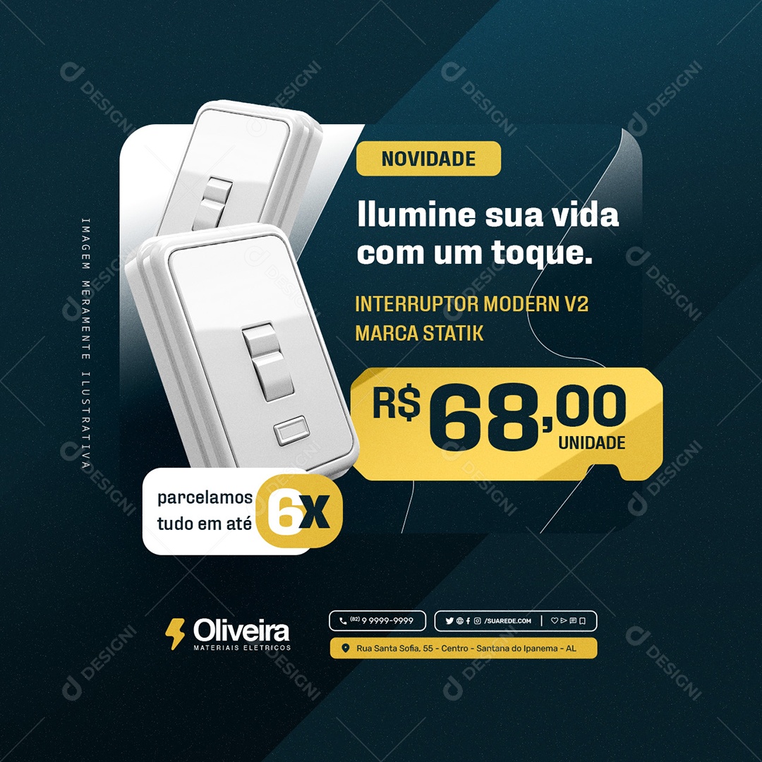 Loja De Materiais Elétricos Ilumine sua Vida Social Media PSD Editável