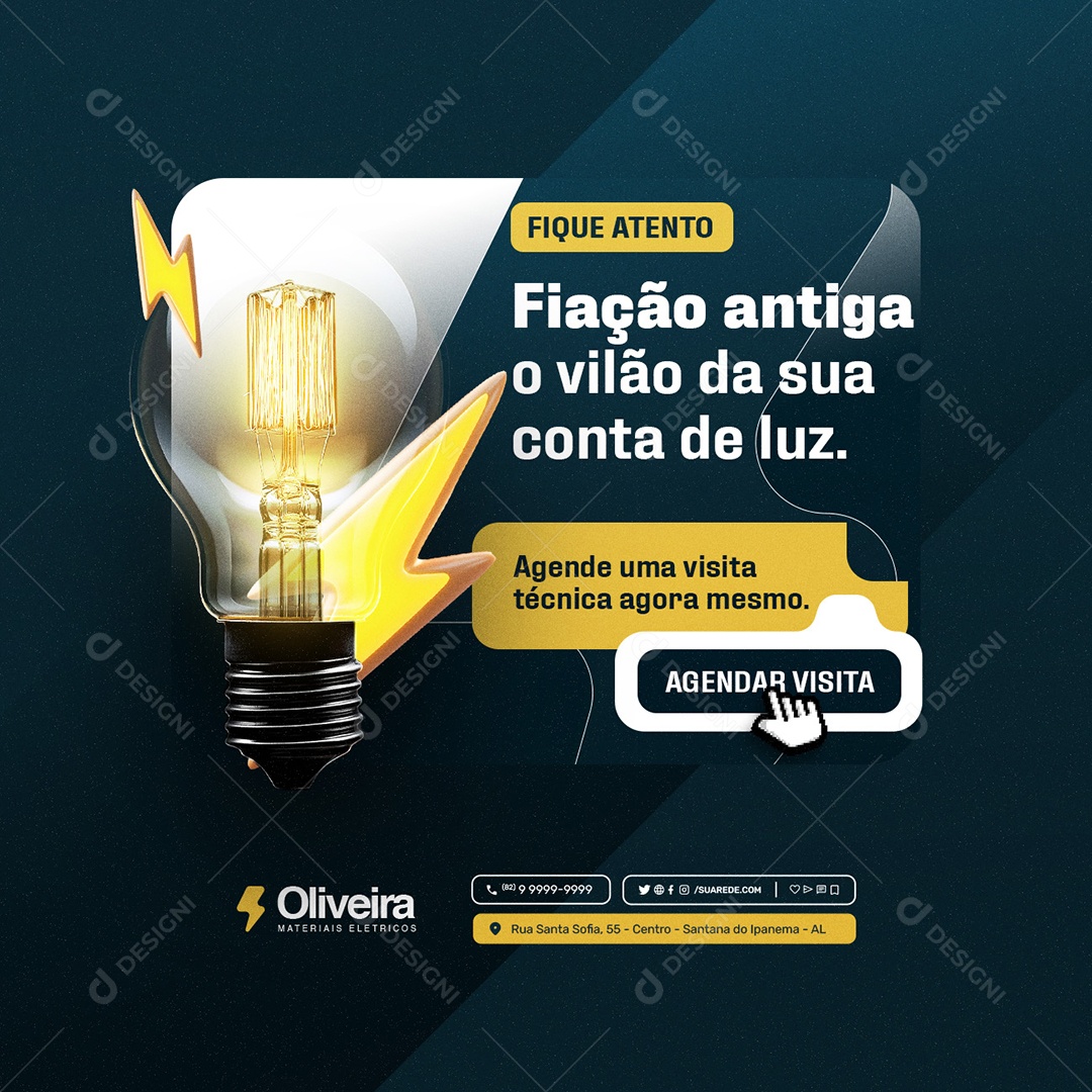 Loja De Materiais Elétricos Fiação Antiga Social Media PSD Editável