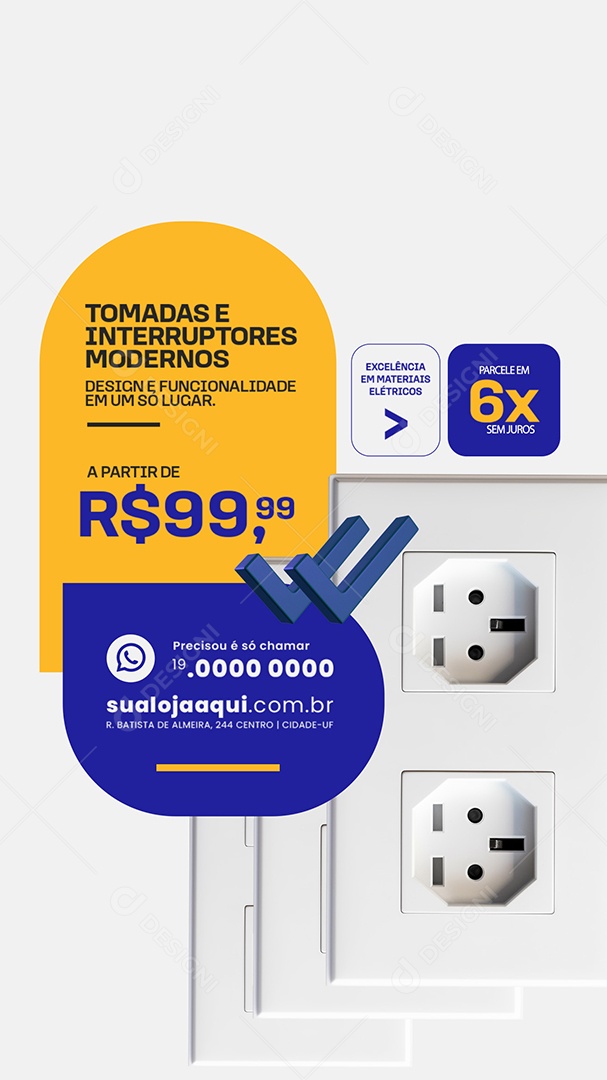 Story Tomadas e Interruptores Modernos Social Media PSD Editável