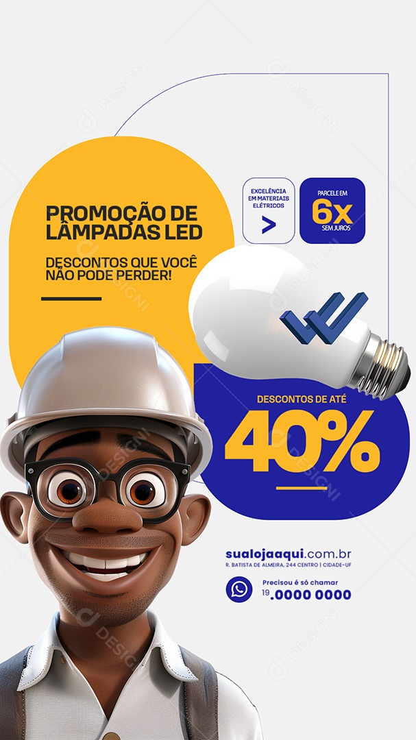 Story Promoção de Lâmpadas Led Social Media PSD Editável