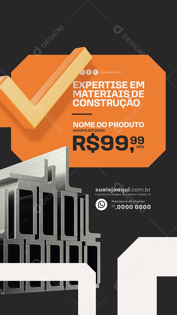 Story Expertise em Materiais de Construção Socail Media PSD Editável