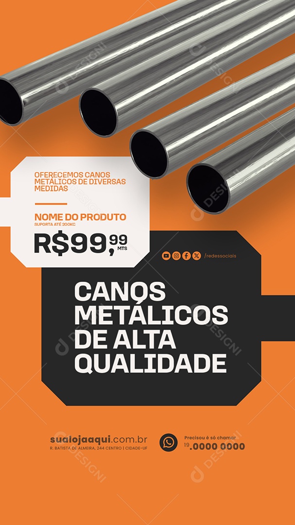 Story Canos Metálicos de Alta Qualidade Social Media PSD Editável