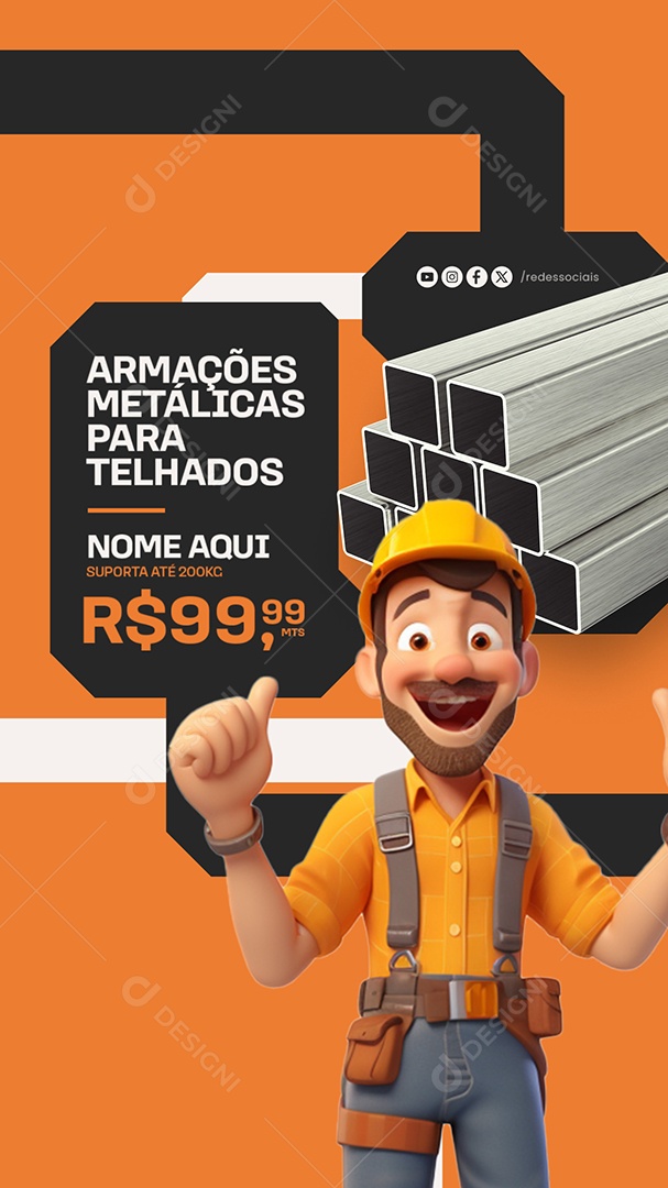 Story Expertise em Materiais de Construção Garantia de Resistência Socail Media PSD Editável