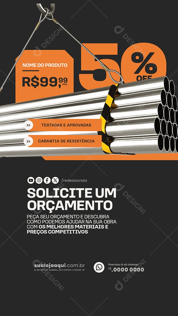 Story Solicite um Orçamento Social Media PSD Editável