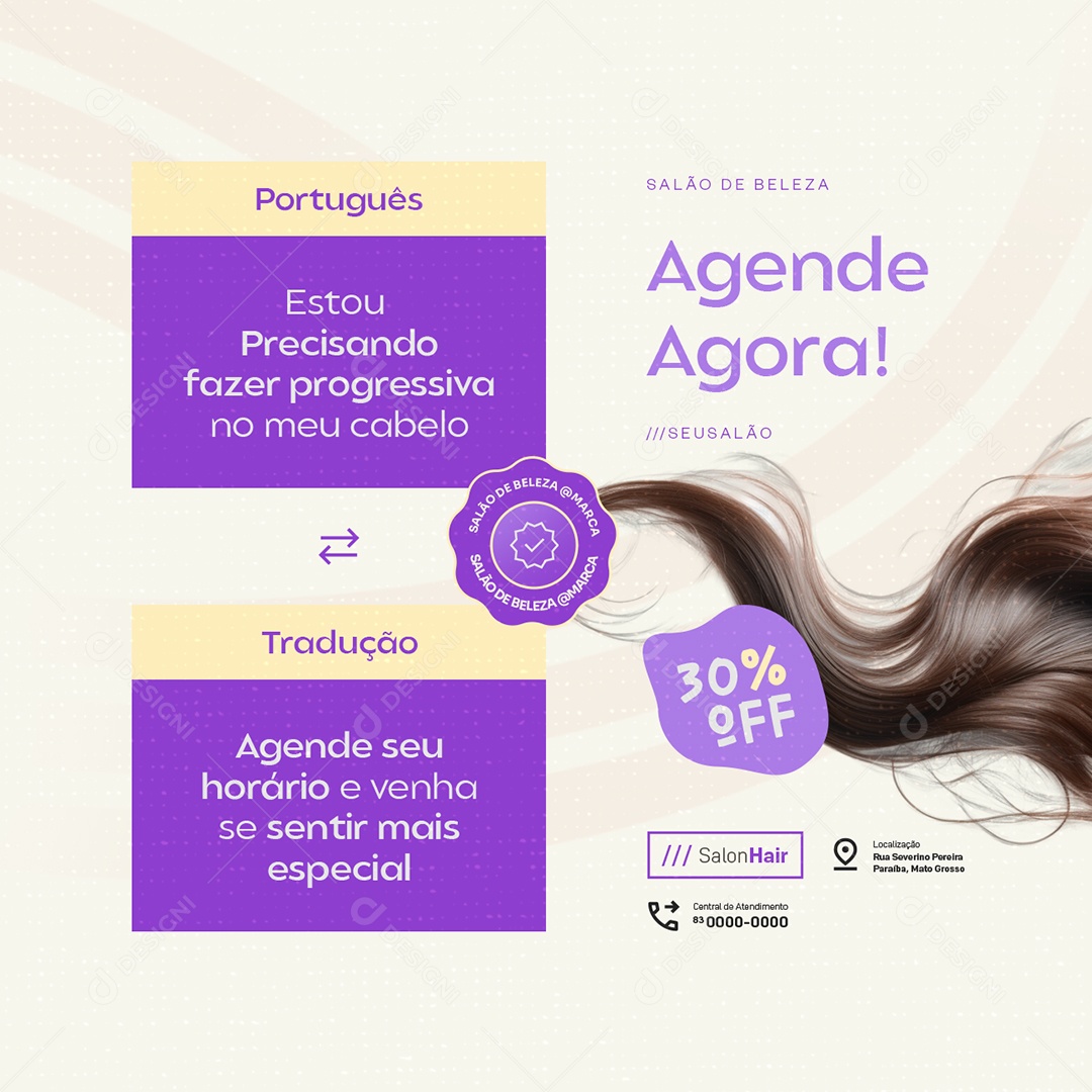 Salão de Beleza Agende Agora Social Media PSD Editável