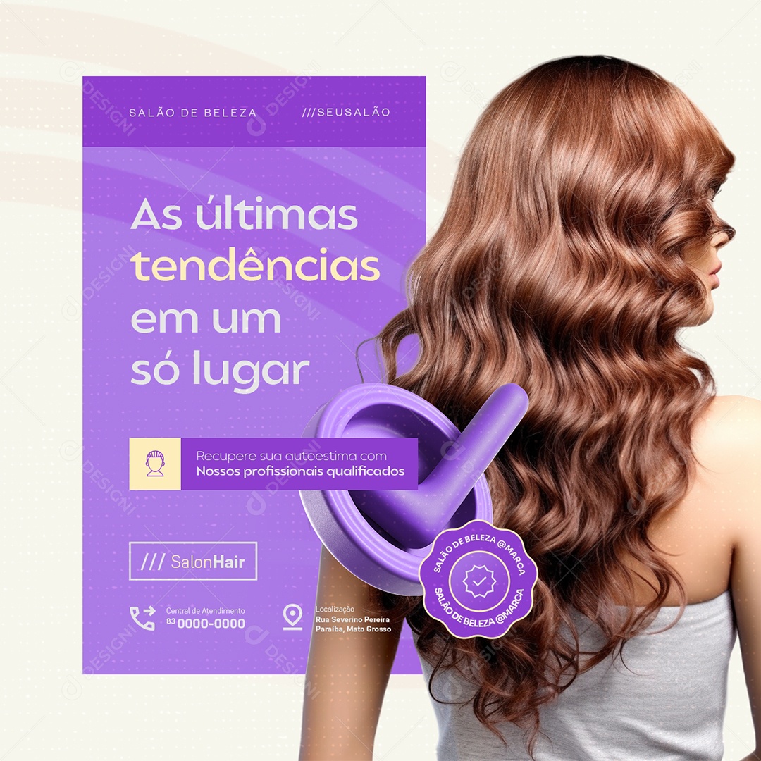 Salão de Beleza As Últimas Tendências Social Media PSD Editável