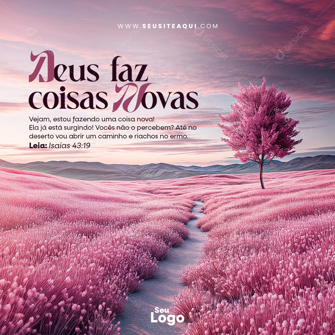 Feed Deus Faz Coisas Novas Social Media PSD Editável