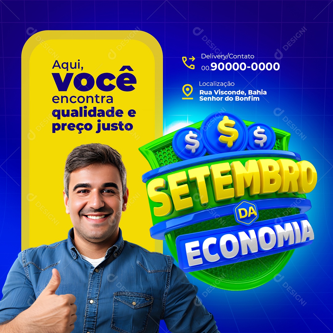 Setembro da Economia Supermercado Qualidade e Preço Justo Social Media PSD Editável