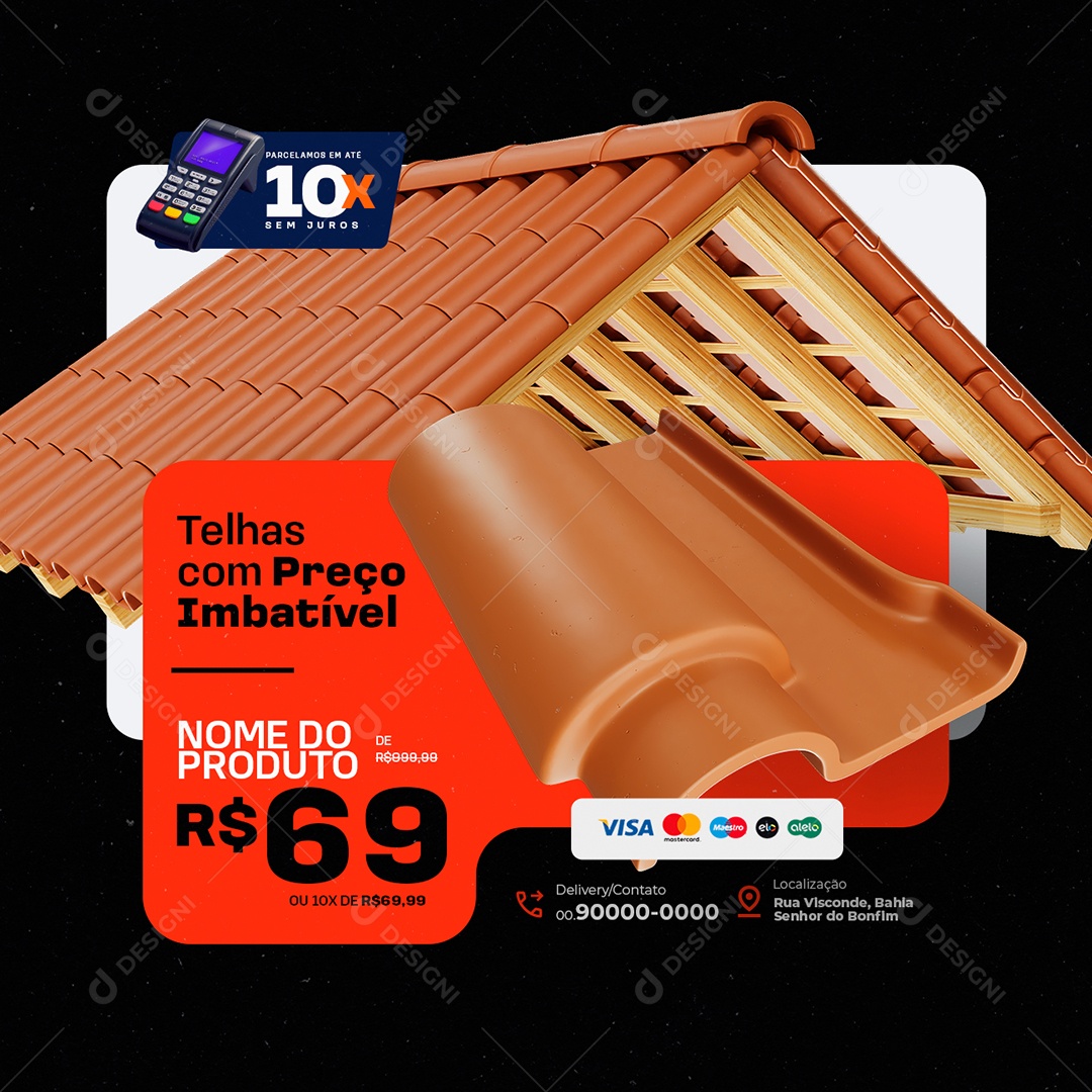 Loja de Telhado Telhas com Preço Imbatível Social Media PSD Editável