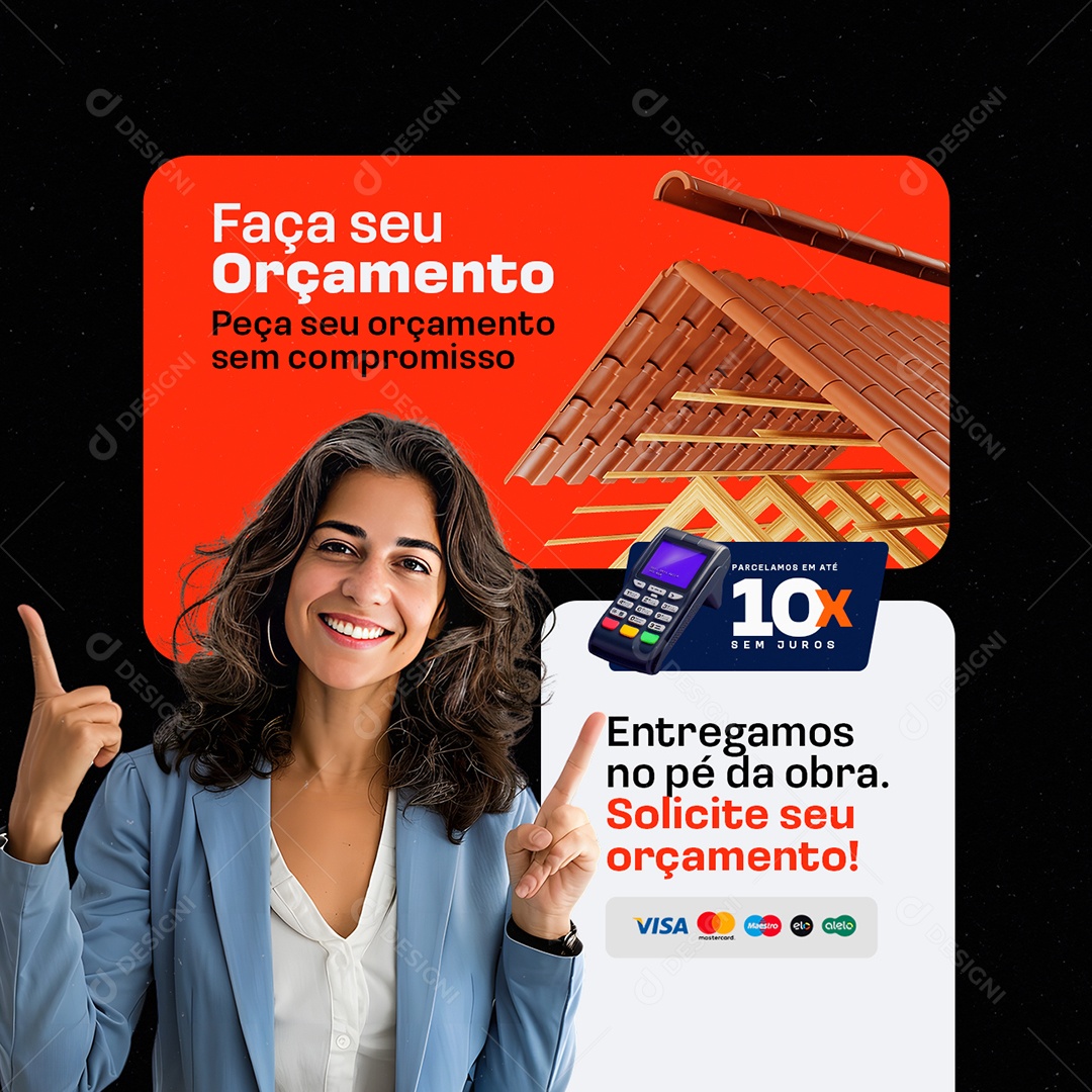 Loja de Telhado Faça seu Orçamento Social Media PSD Editável