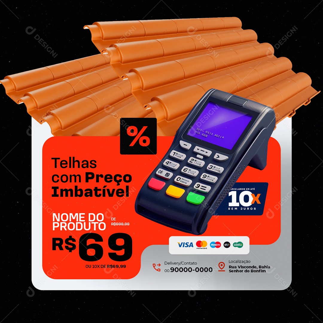 Loja de Telhado Telhas com Preço Imbatível Social Media PSD Editável
