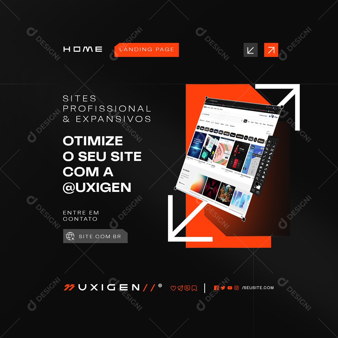Landing Page Otime o Seu Site Com a Uxigen Social Media PSD Editável