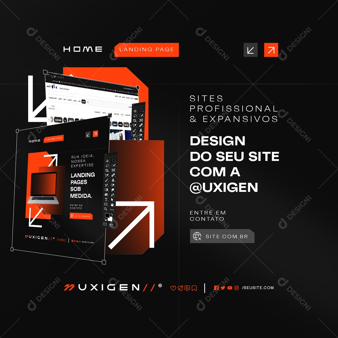 Landing Page Design do Seu Site com a Uxigen Social Media PSD Editável