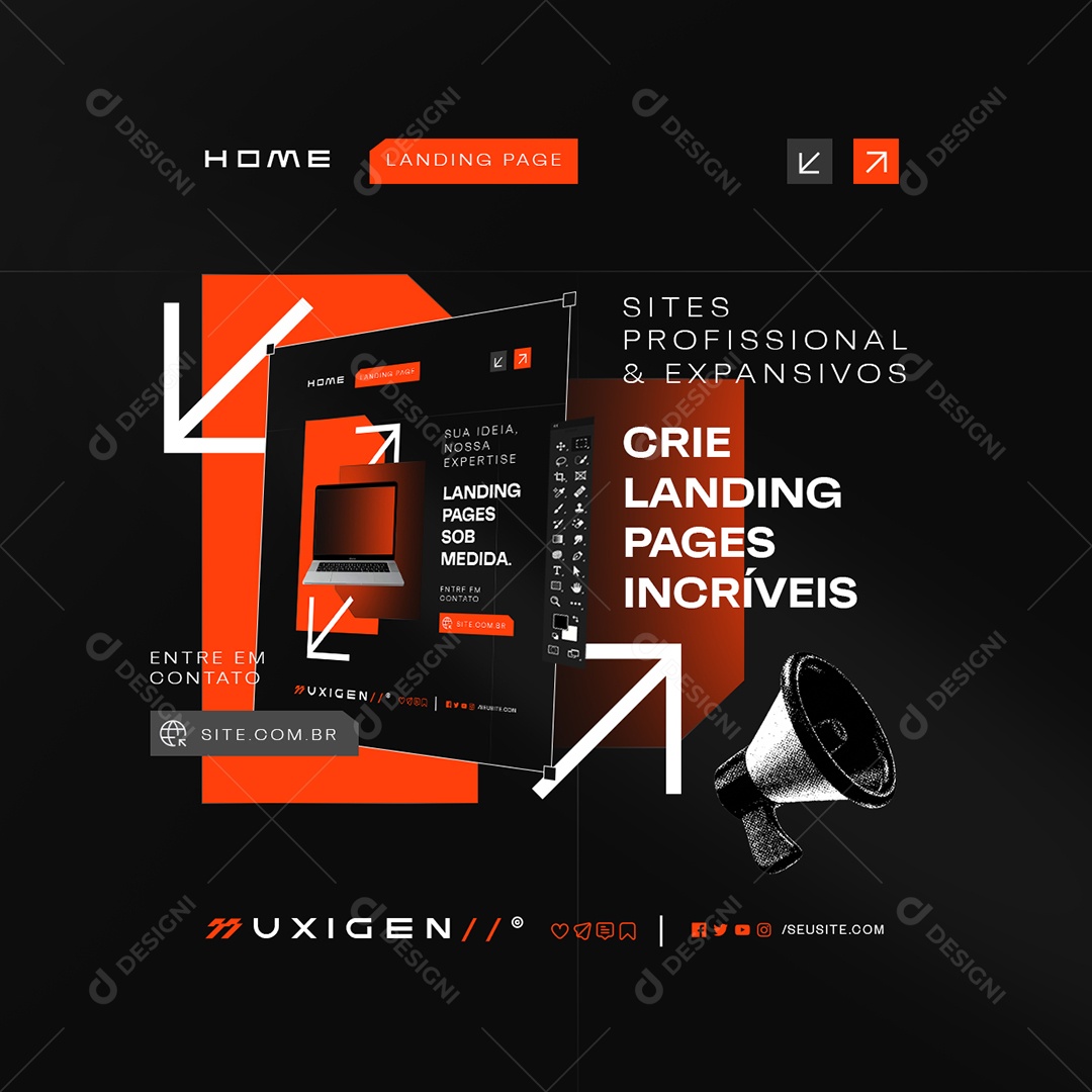 Landing Page Sites Profissional e Expansivos Social Media PSD Editável