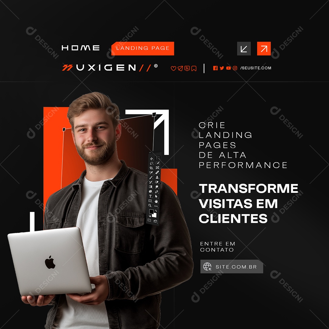 Landing Page Transforme Visitas em Clientes Social Media PSD Editável