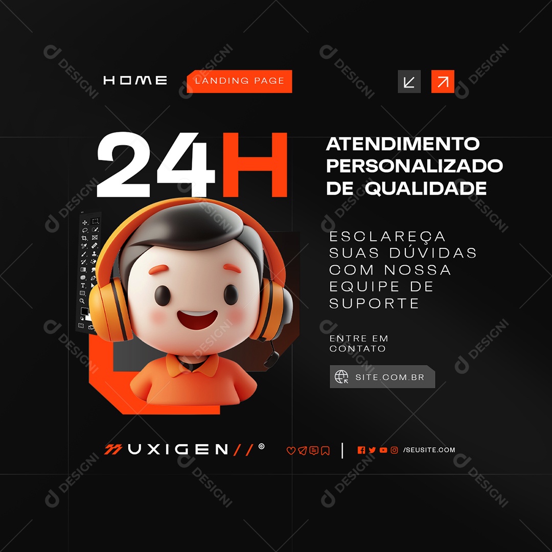 Landing Page Atendimento Personalizado Social Media PSD Editável