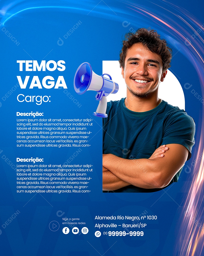 Temos Vaga de Emprego Social Media PSD Editável