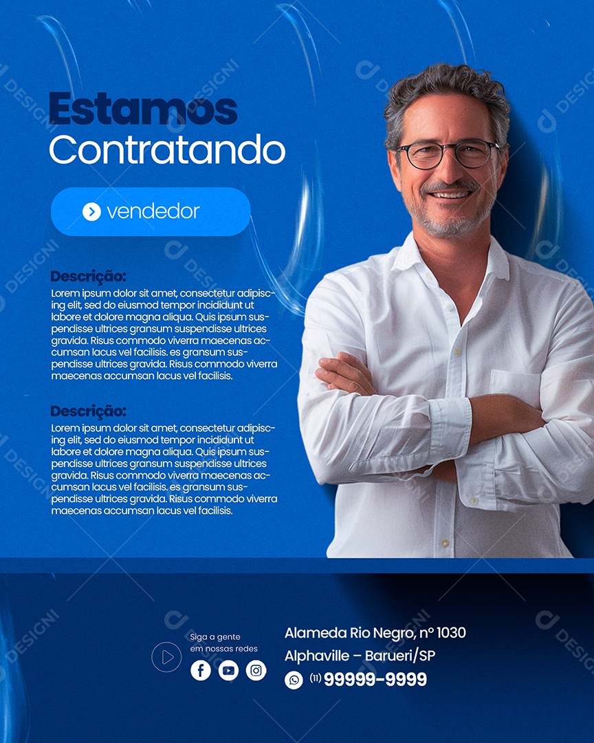 Emprego Estamos Contratando Vendendor Social Media PSD Editável