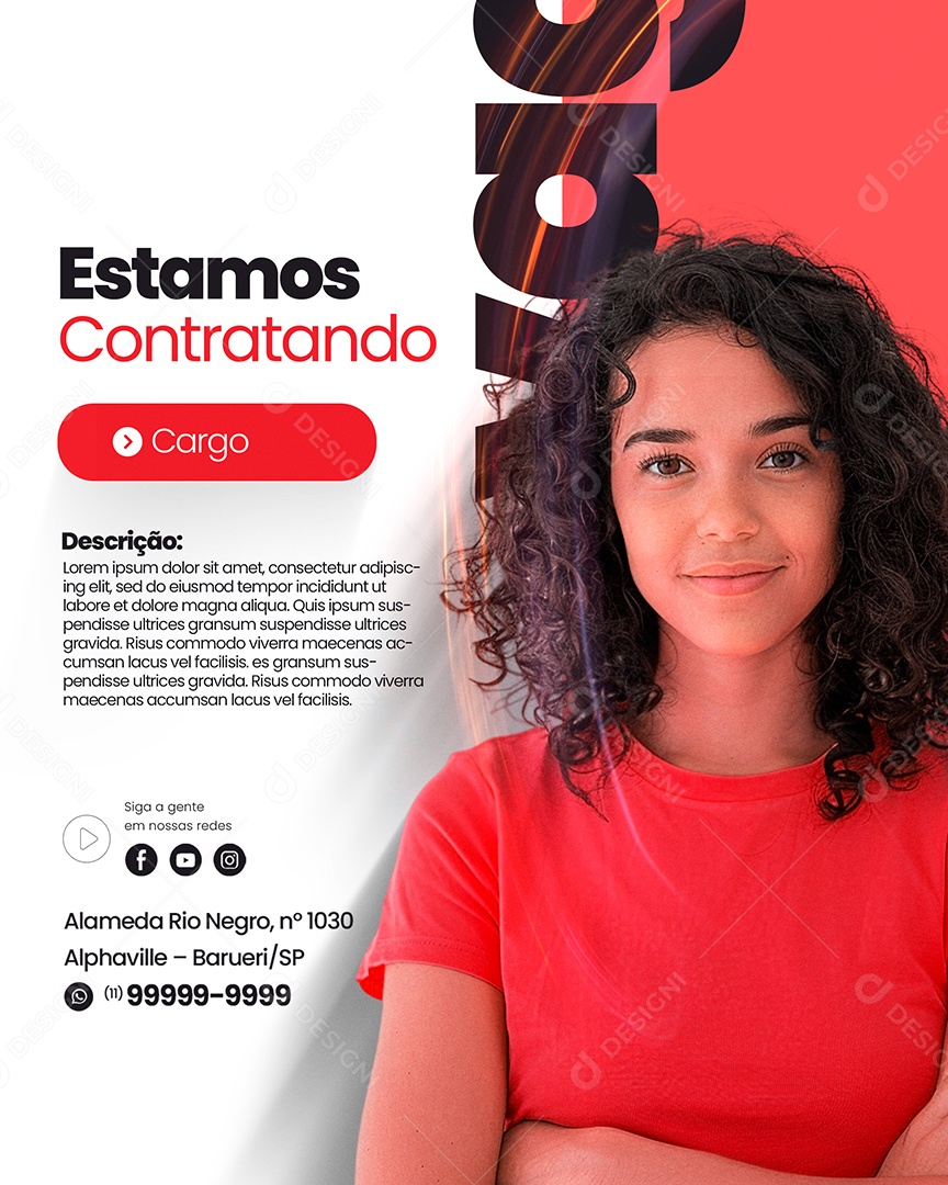 Emprego Estamos Contratando Social Media PSD Editável