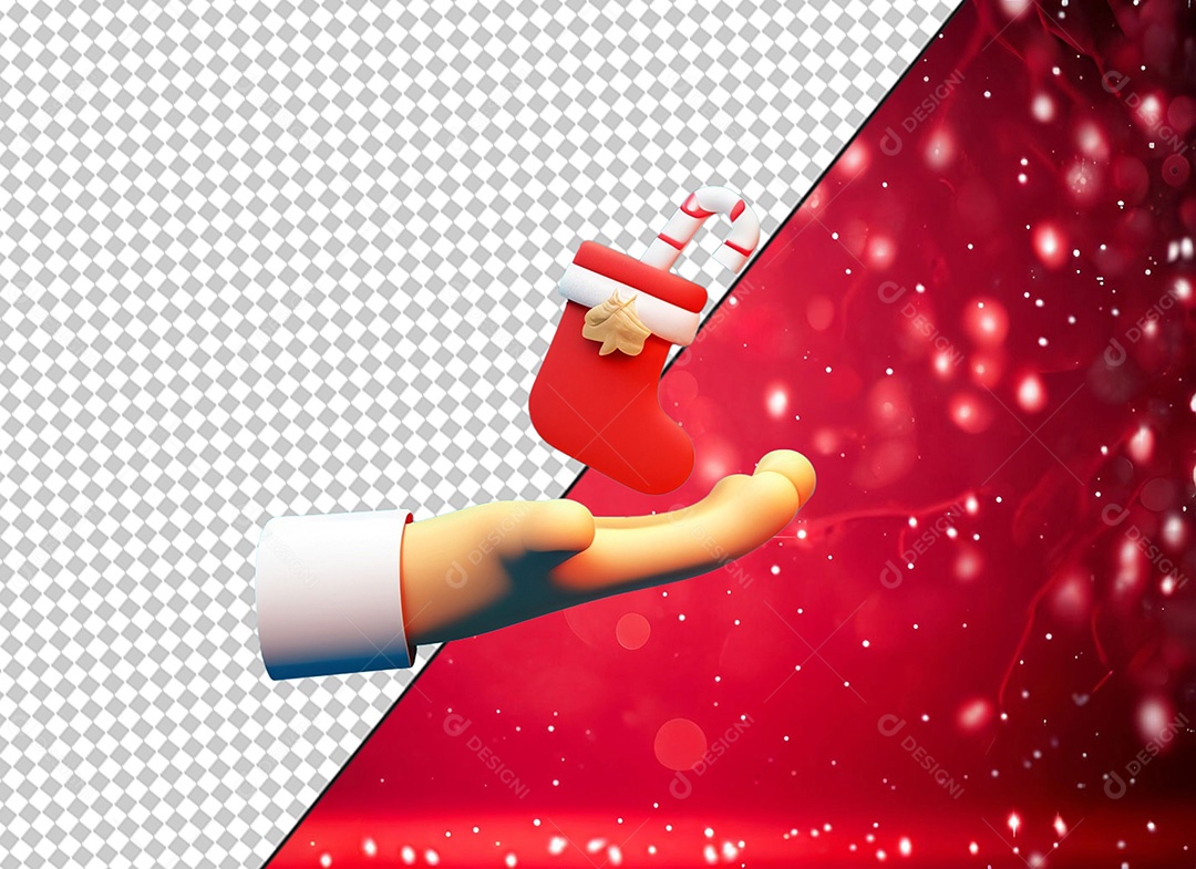 Mão Segurando Enfeites de Natal Elemento 3D para Composição PSD
