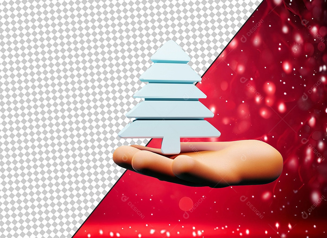 Mão Arvore de Natal Elemento 3D para Composição PSD