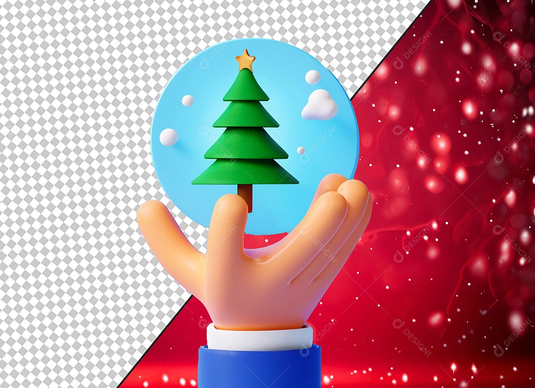 Mão Segurando um Globo de Natal Elemento ED para Composição PSD