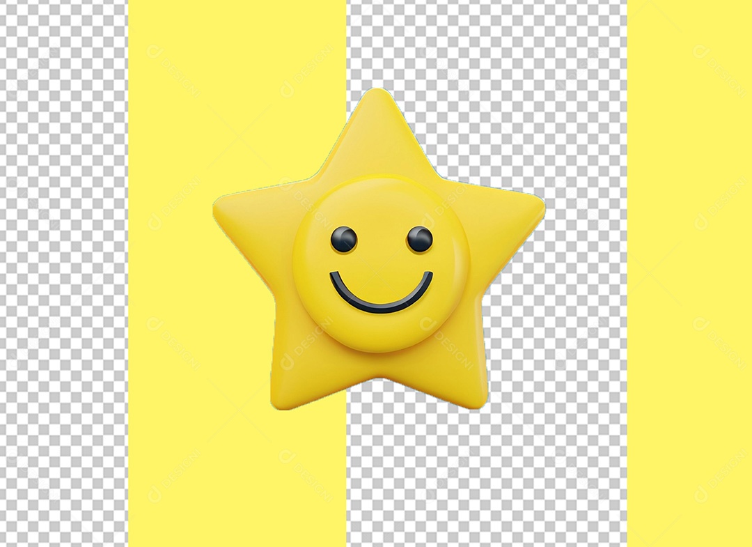 Estrela Amarela Elemento 3D para Composição PSD