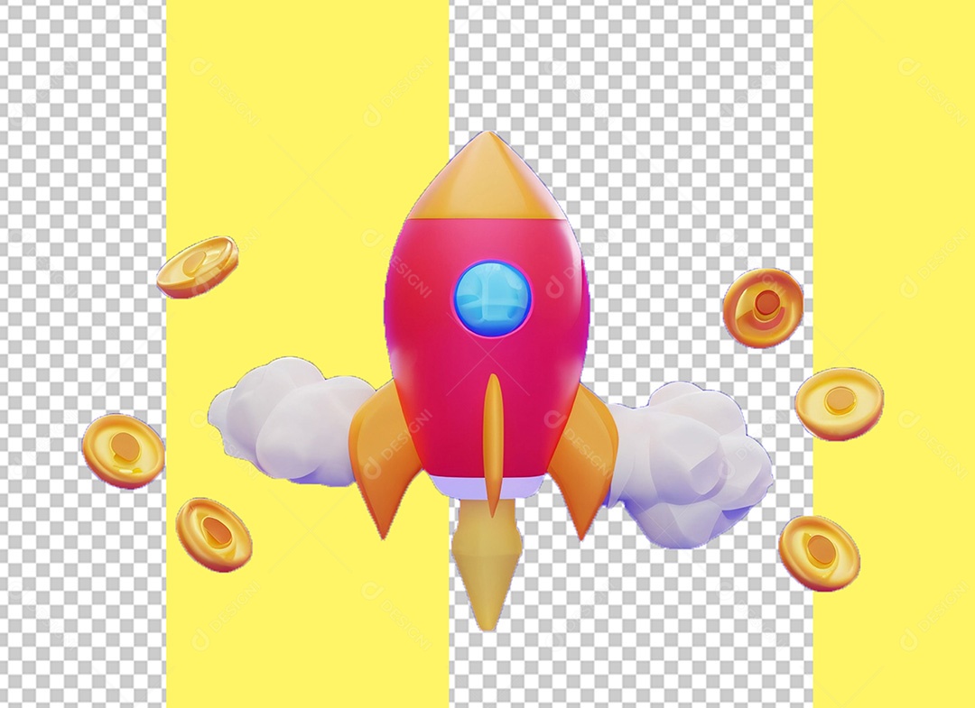 Foguete Elemento 3D para Composição PSD