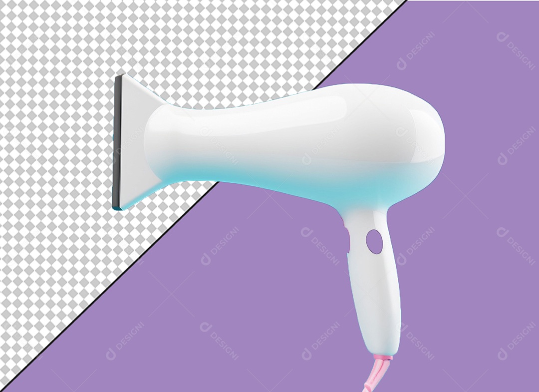Secador de Cabelo Branco Elemento 3D para Composição PSD