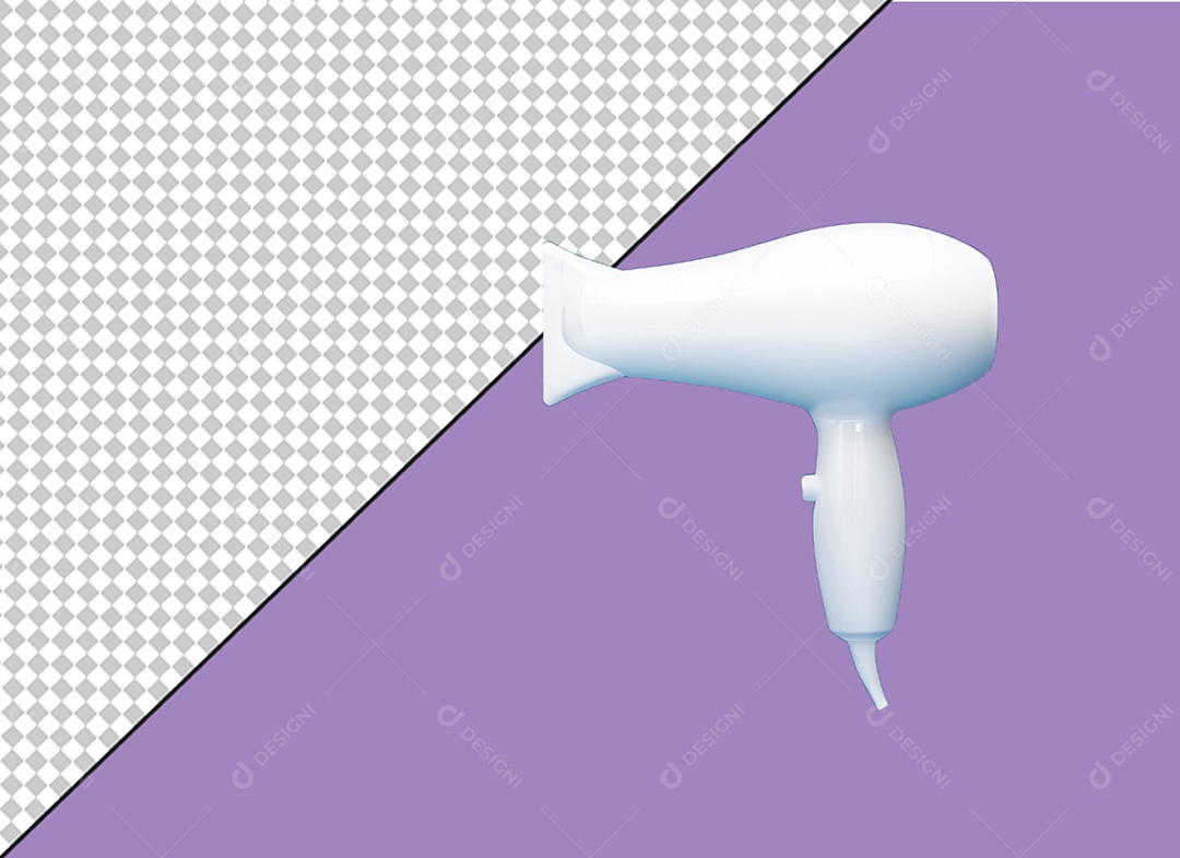 Secador de Cabelo Elemento 3D Branco para Composição PSD