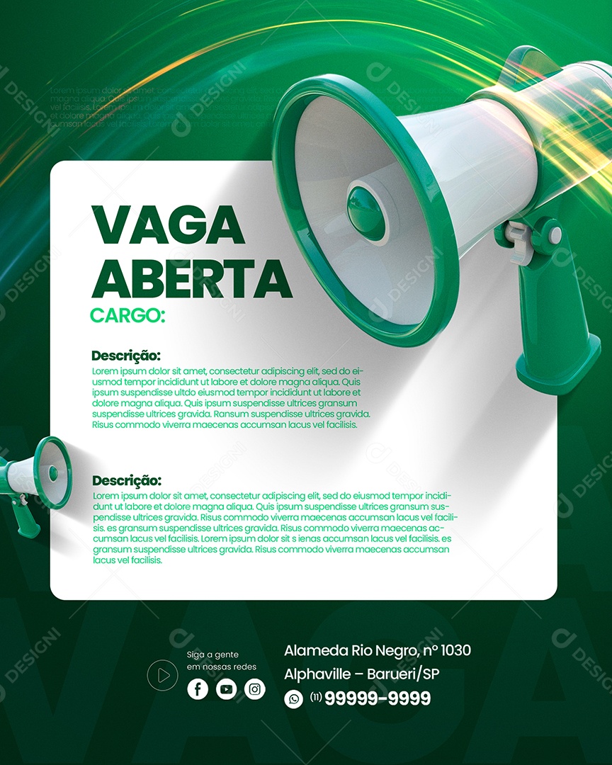 Vagas Aberta de Emprego Social Media PSD Editável