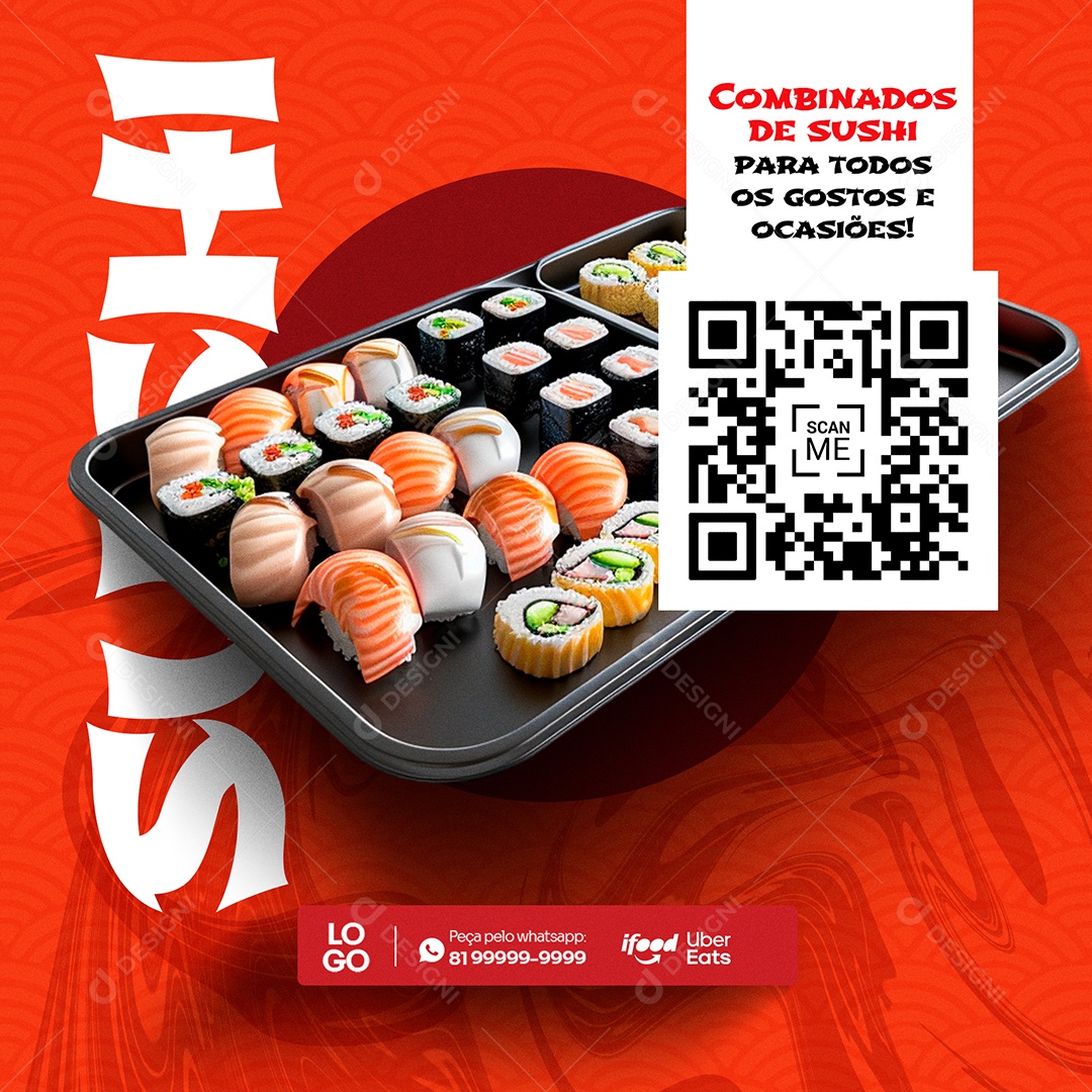 Comida Japonesa Sushi Social Media PSD Editável